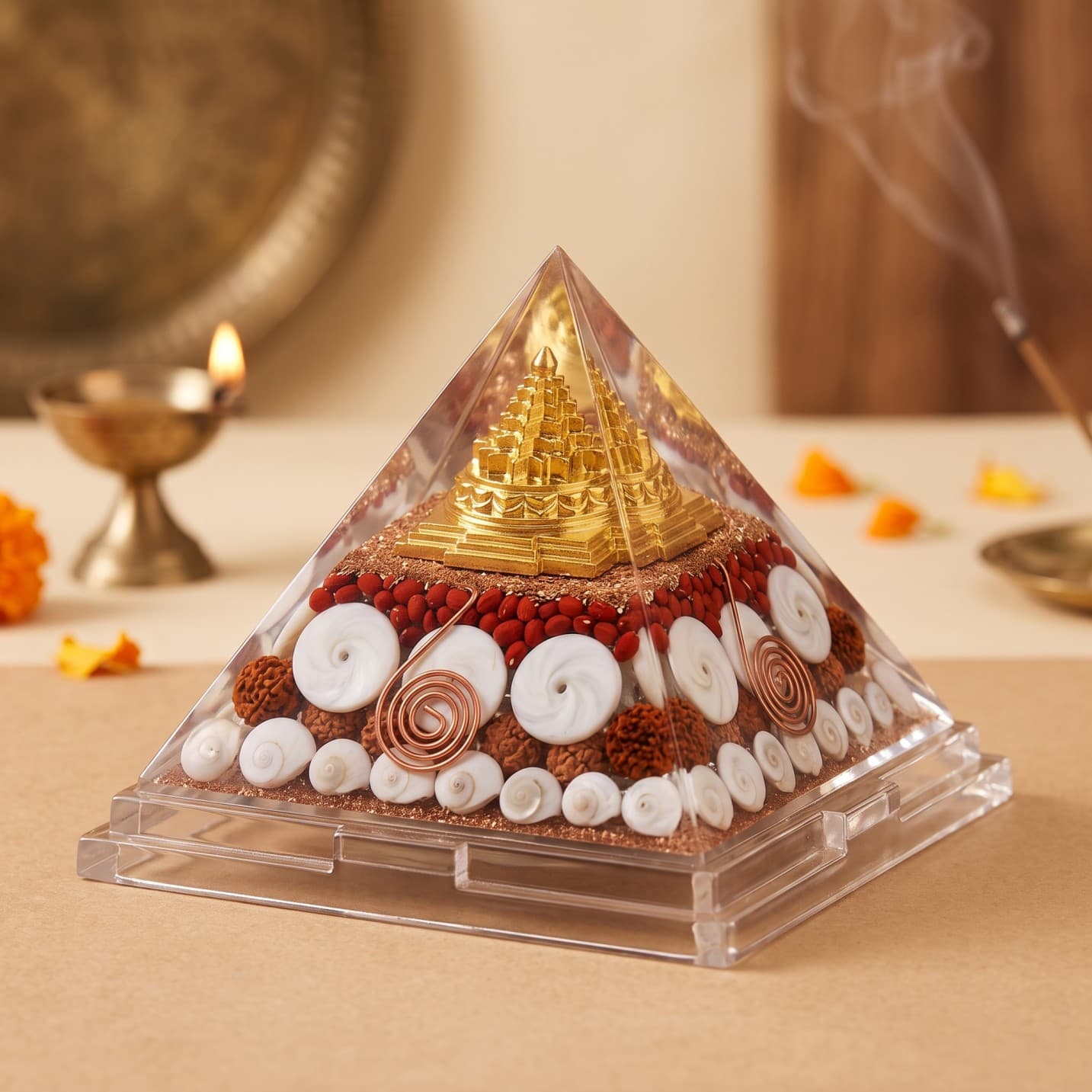 Lakshmi Yantra Pyramid with Gomti Chakra